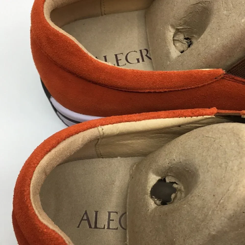 NIB Alegria Aaron Orange Suede Slip On Shoes - Size 43 EU 9.5 US (W US 13)